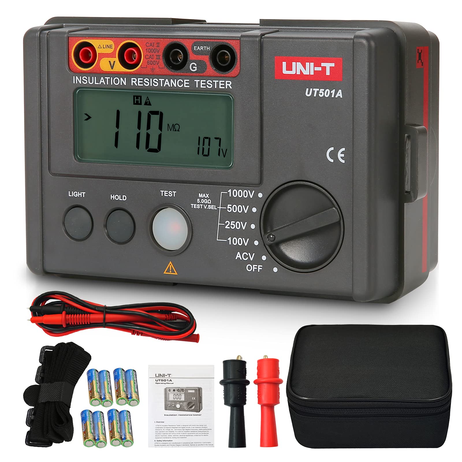 UNI-T UT501A 1000V Isolierung Erde Boden Widerstand Meter Megger Auto-Bereich Ohm Tester Megaohmmeter Voltmeter Tester