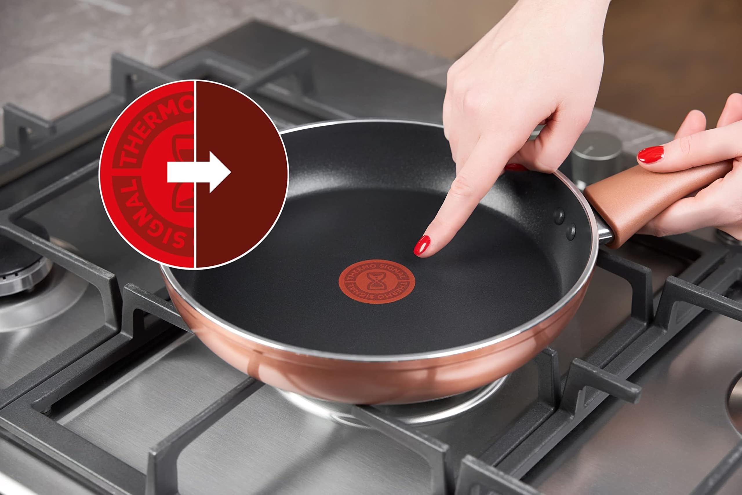 Lagostina Ramata Wok Antiaderente in Alluminio Ø 28 cm con Esterno Effetto Rame, Pentola Gas e Forno, Rivestimento Titanium Easy, Manico Ergonomico in Bakelite