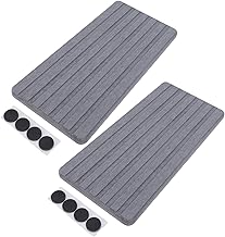 Mumusuki Dessous de Verre en Diatomite, Plat en Terre de Diatomées Absorbant l'eau à Séchage Rapide pour Comptoir de Cuisine de Salle de Bain, 2 Plateaux Rainurés Antidérapants avec Coussinets en