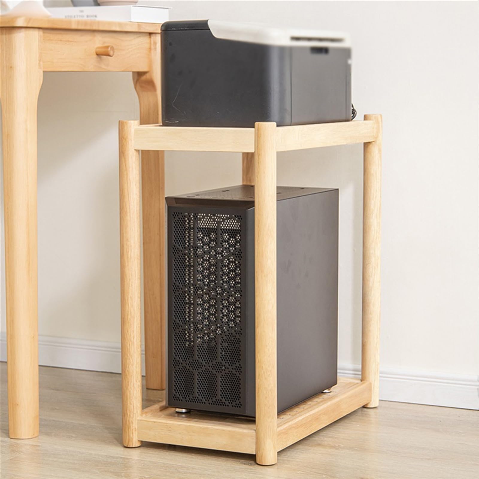 Soporte de CPU Soporte de Madera for Torre PC, Soporte for CPU Varios Niveles Carrito Impresora