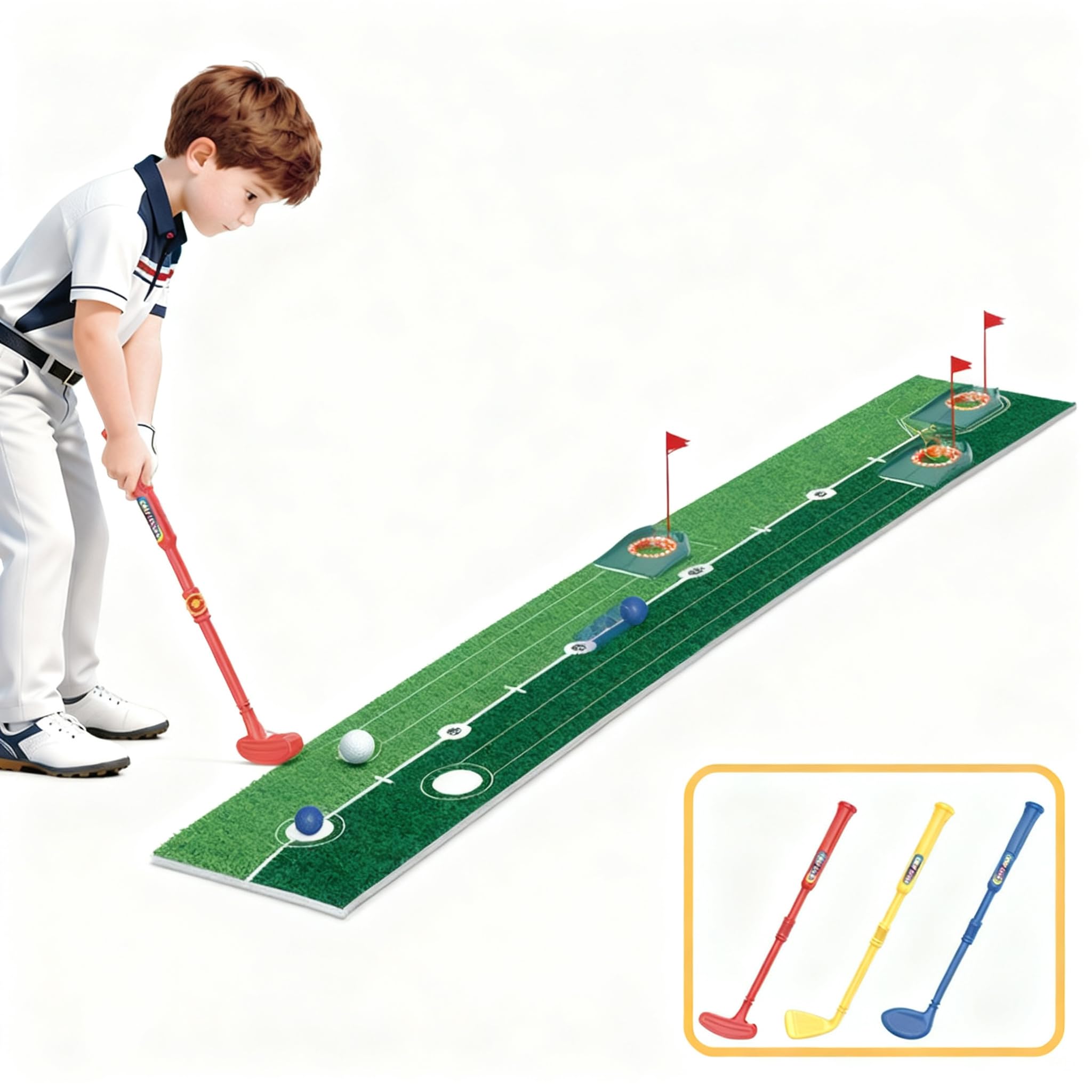Set da Golf per Bambini 2 in 1 con luci Colorate