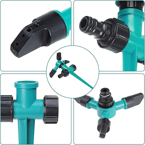 Miniatura 4 de Aspersor de jardín para patio, rociador de césped giratorio de 360 grados con cobertura de área grande, sistema de riego ajustable y pesado