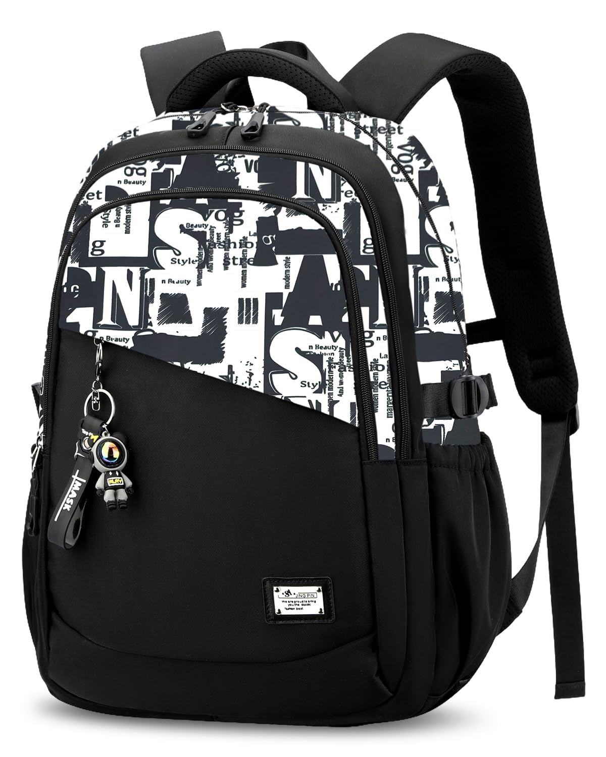 Mochila escolar para chicos instituto mochila grande negra con graffiti apta para carro 8