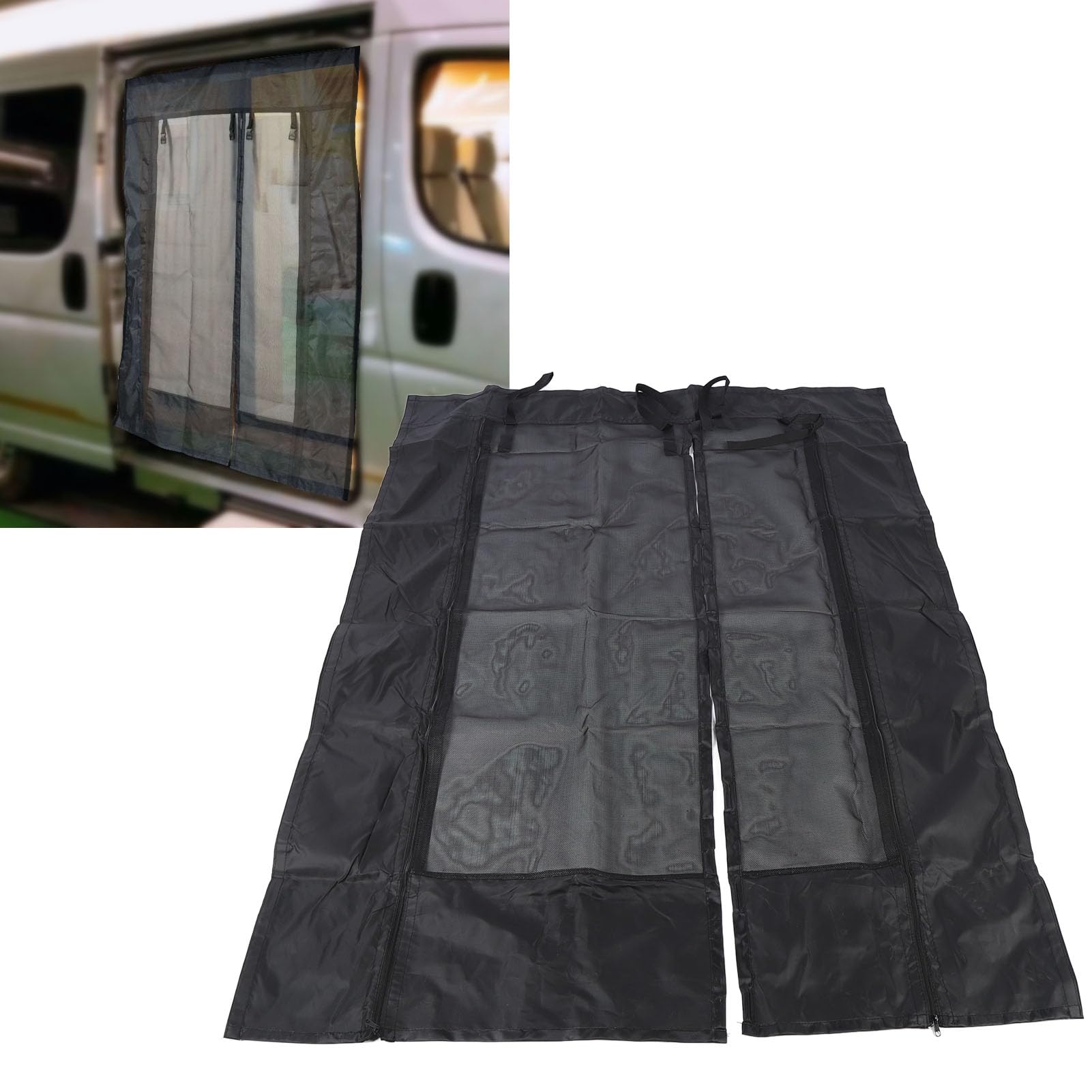 Luqeeg Moustiquaire Magnétique Pliable en Tissu maillé Respirant pour Fourgonnette, Fermeture éclair 420 DPA, Idéale pour Les Portes Coulissantes de Fourgonnettes, Le Camping et Les