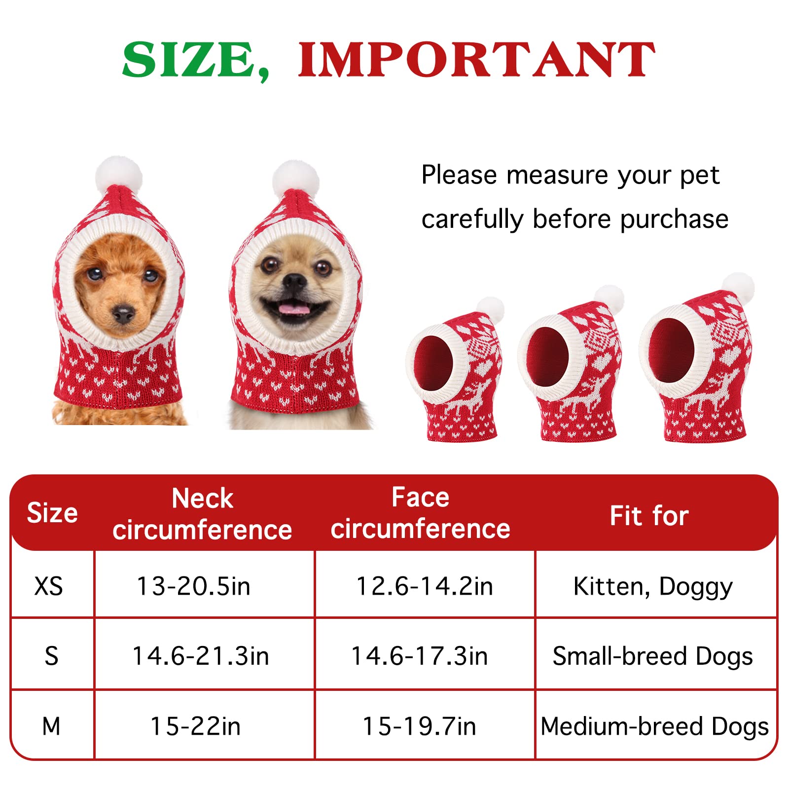 Weihnachtsmütze Für Haustiere – Rot, Aus Wolle, Mit Pompon Und Ohrlöchern Für Katzen & Kleine Hunde