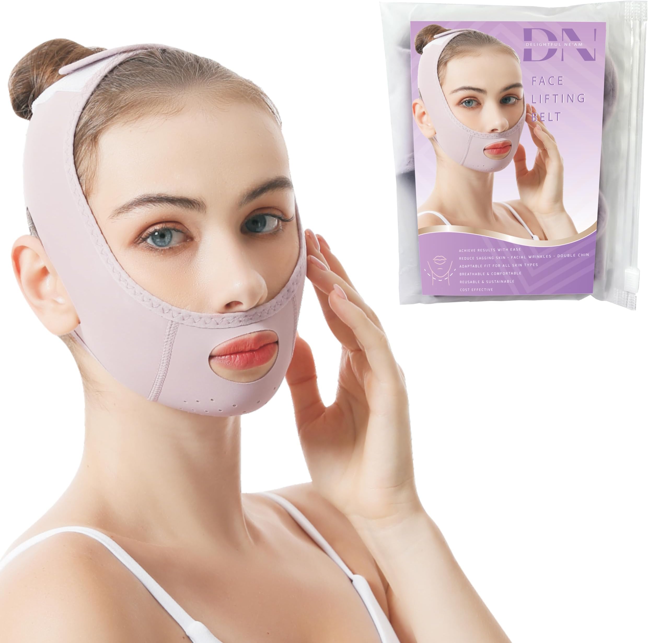 V Line Lifting Mask & Face Lifting Strap, Double Chin Strap, Neck Tightening & Jaw Bra, Chin Slimmer, Reusable Mask, Face Holder For Sleeping, Jawline Shaper Overnight, neck lift belt