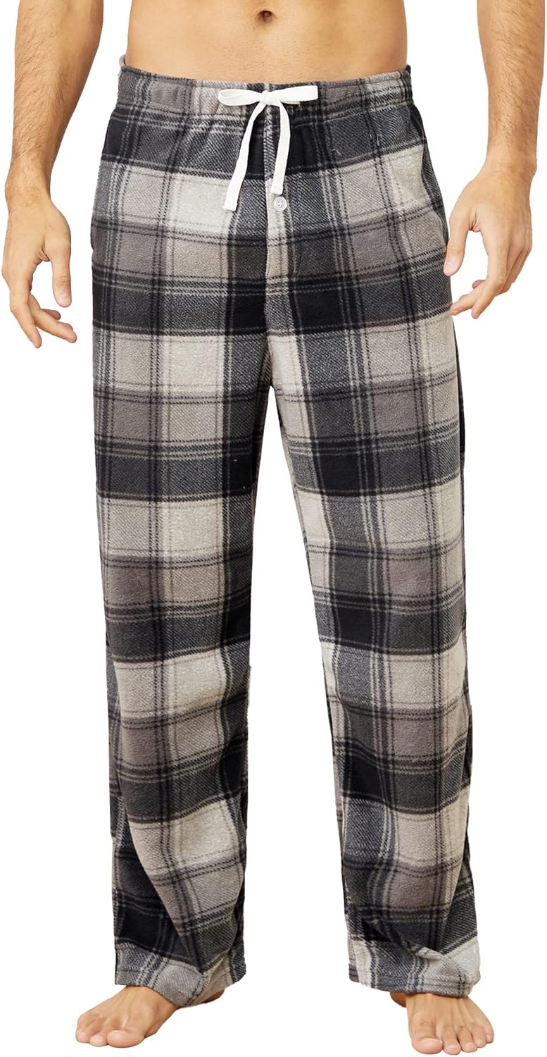U2SKIIN Mens Fleece Pajama Pants, Warm Plaid Lounge Pj Bottoms for Men with Pockets Soft