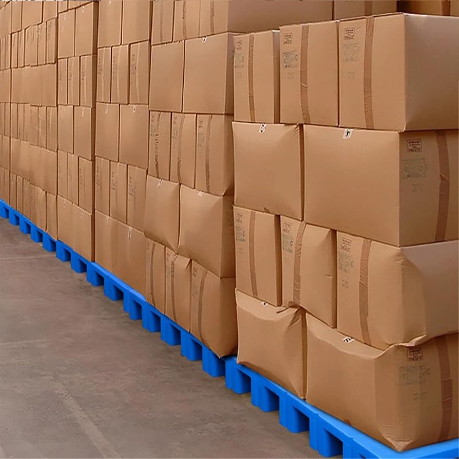 XPLKQXE Basement Storage Plastic Pallet, Blue Breathable Grids Ventilation Polyethylene Pallet, Lightweight Floor Pallet Pad Board Risers Shelf LIF-t 12cm/4.7In(Blue-50x42x12cm,1pcs)