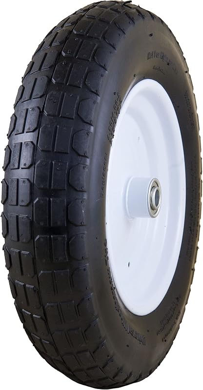 Marathon 14.5" Universal Replacement Wheelbarrow Wheel with Adapter Kit, Black