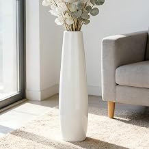 White Tall Floor Vase, 28" Ceramic Large Vase for,Glossy Glaze Large Decorative for Living Room, Dining  Office  Wedding Gift