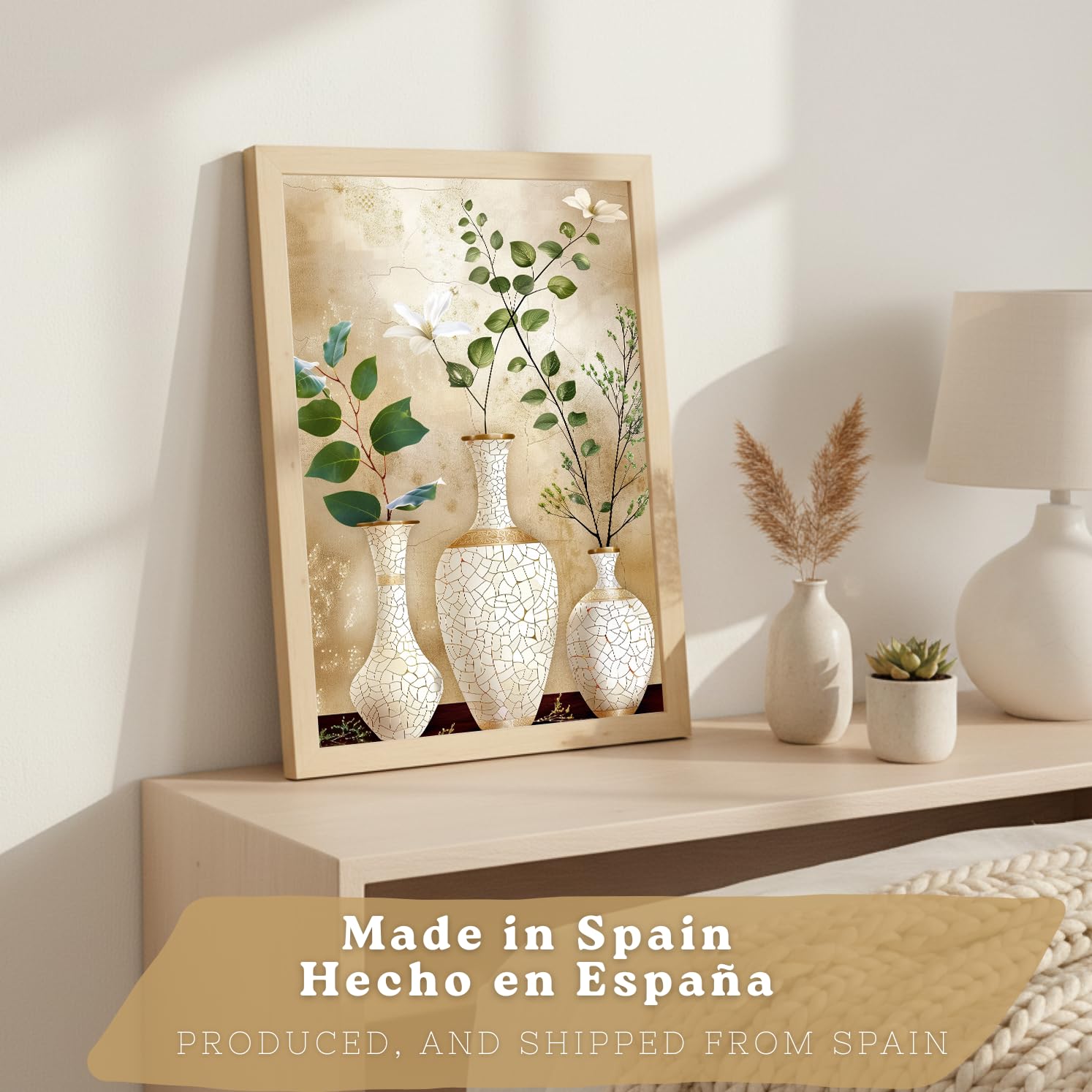 Nacnic Juego De 3 Cuadros Florales. Laminas Decorativas Pared Flores Clasicas. Posters De Pared Botanico Naturaleza. Cuadros Flor Silvestre Pared Para Salón Y Dormitorio. Tamaño A3 Marco Madera Clara