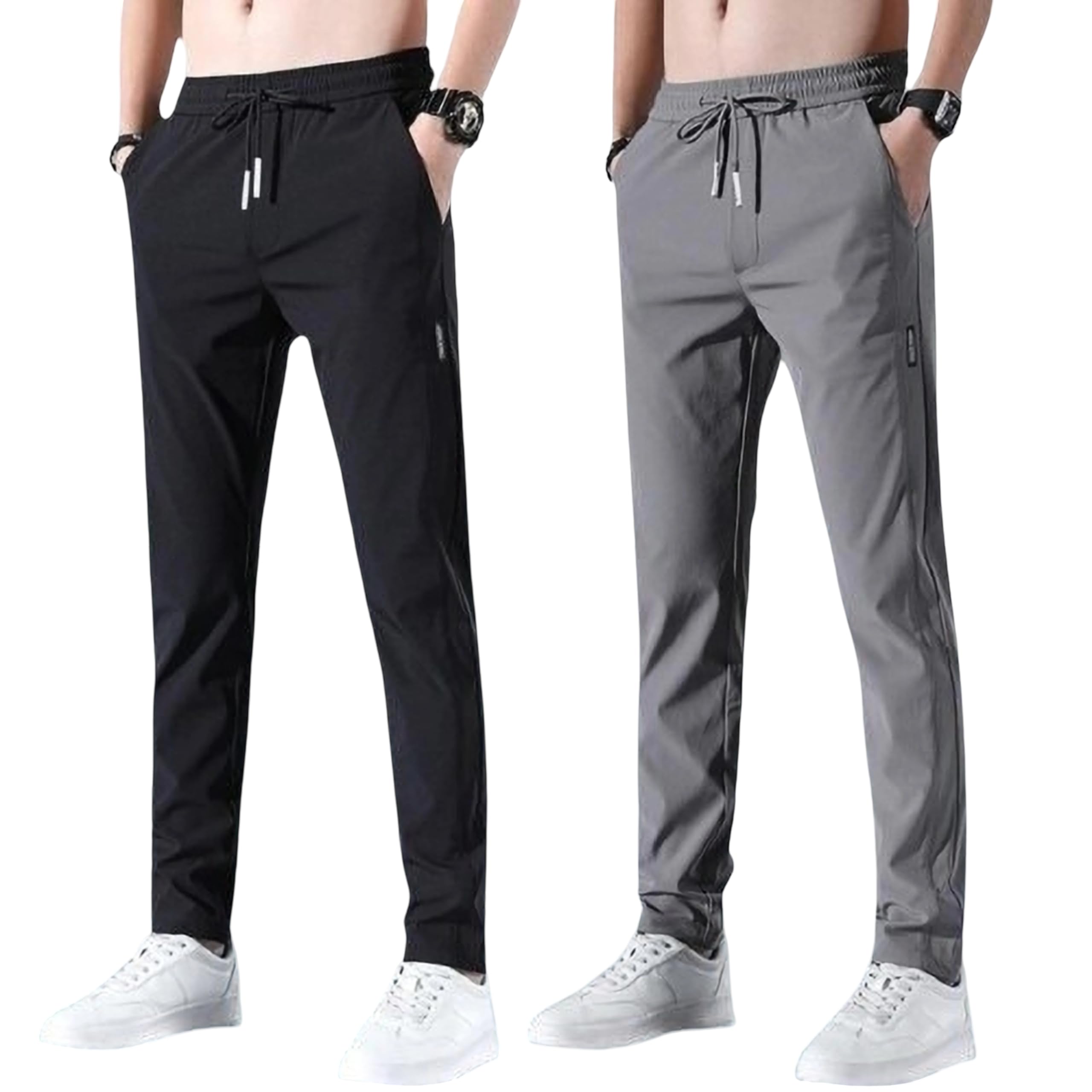seri choice Men's Lycra Solid Jogger Pants with Pockets – Combo Pack of 2-picture-24