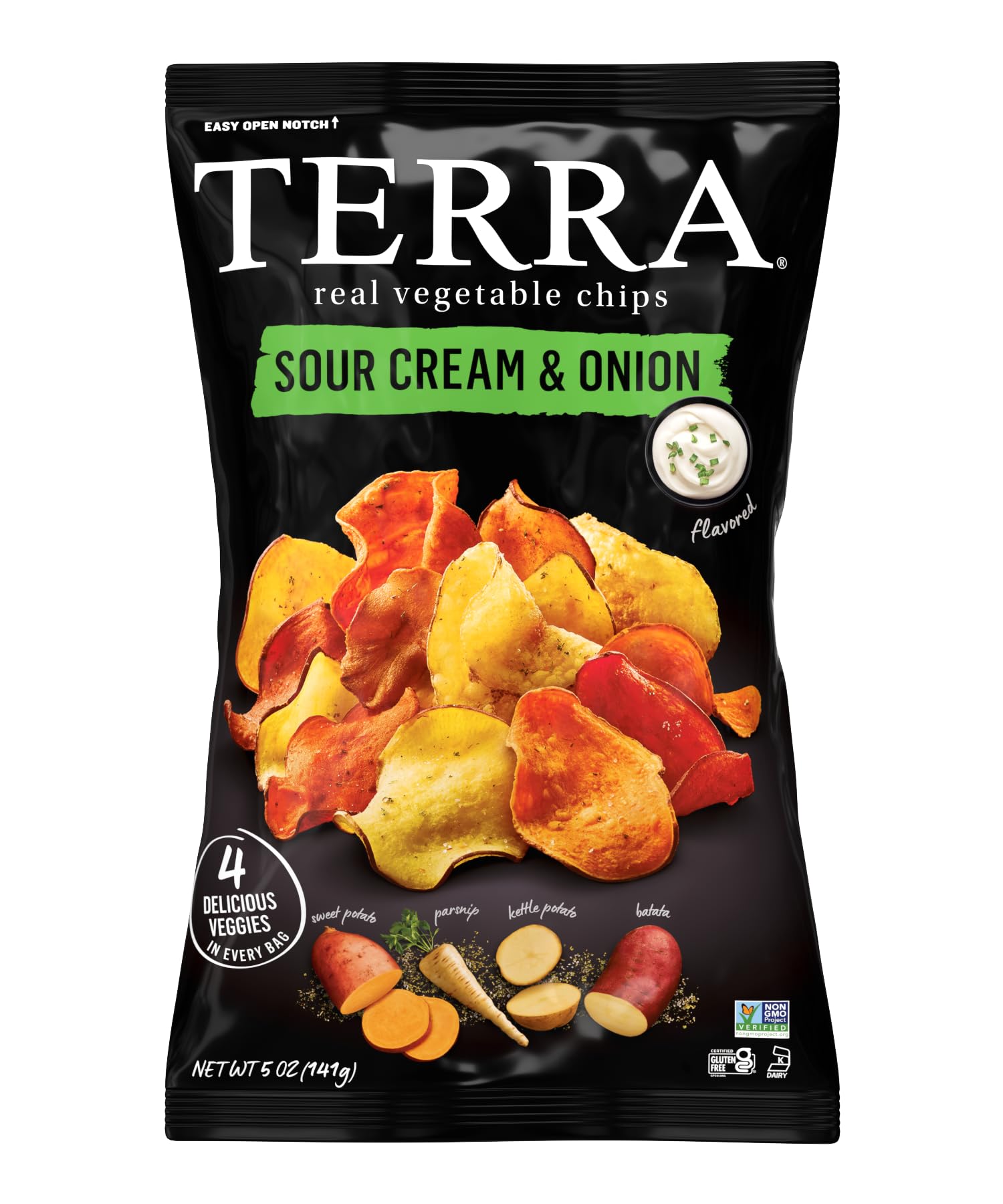 TerraVegetable Chips, Sour Cream & Onion, 5 oz (Pack of 6)