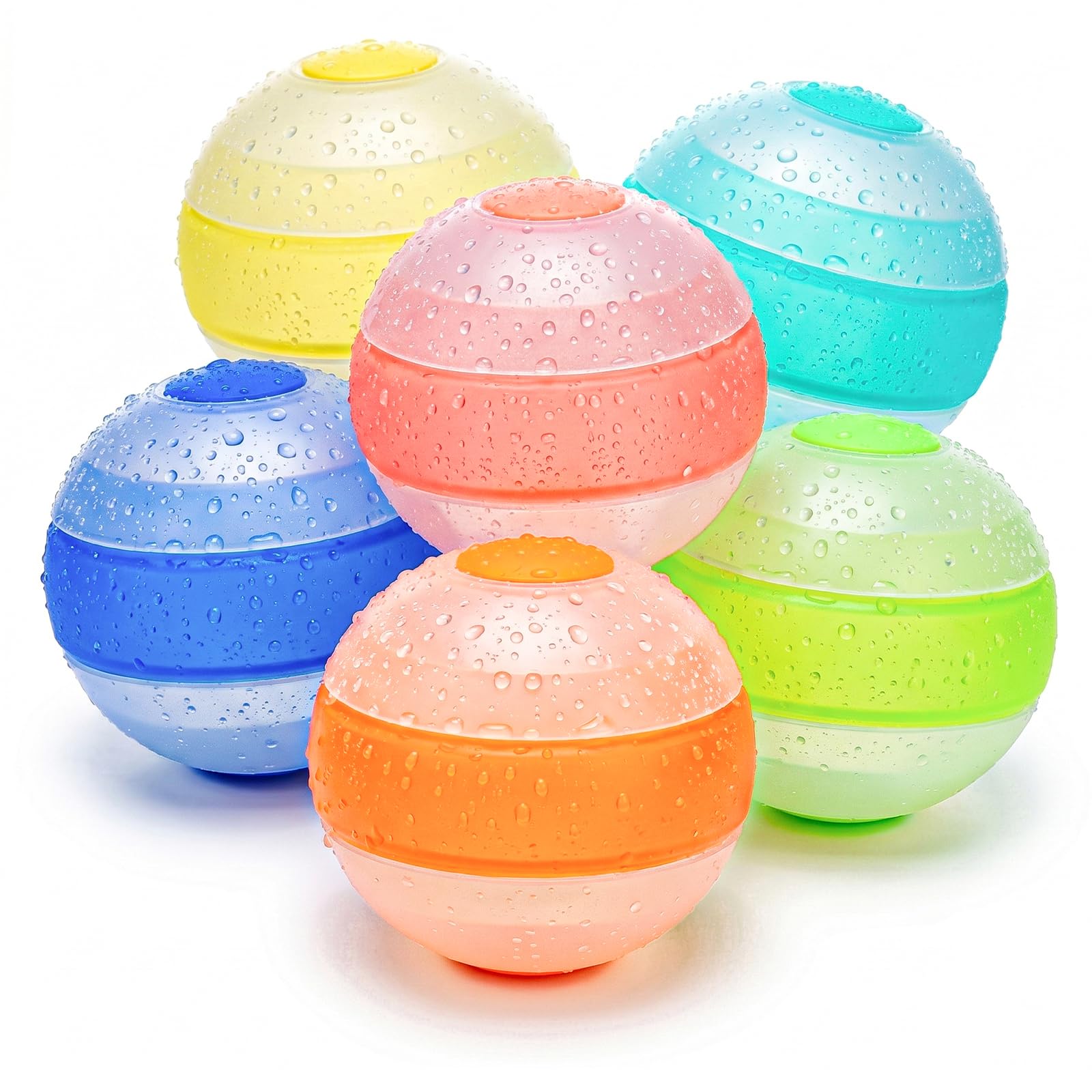 6 PCS Gavettoni Riutilizzabili, Palloncini Acqua Riutilizzabili in Silicone, Gavettoni Acqua Autosigillanti, Bombe d'Acqua a Riempimento Rapido per Bambini e Adulti, Giochi da Esterno e Piscina