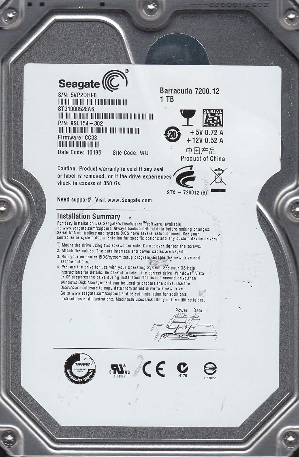 Seagate ST31000528AS 1TB Hard Drive (Renewed)