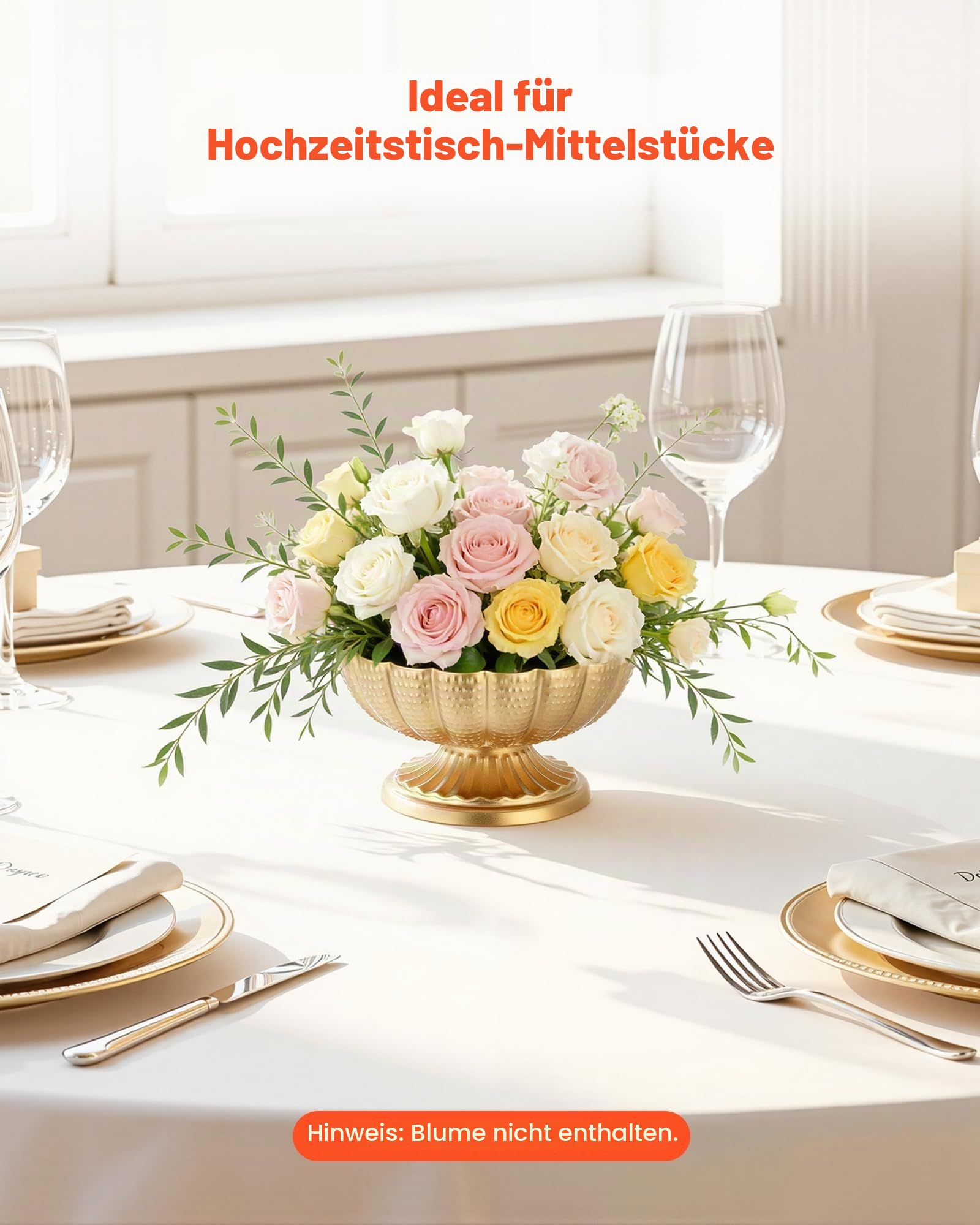 VEVOR 10 STK. Hochzeitsvasen Tafelaufsatz Blumenvasen für Hochzeit 10 cm Hoch, Metall Tafelaufsatz Vasen mit Blumenständern, Blumenschale Tischdeko für Hochzeiten Party Jubiläumsfeier Zeremonie, Gold