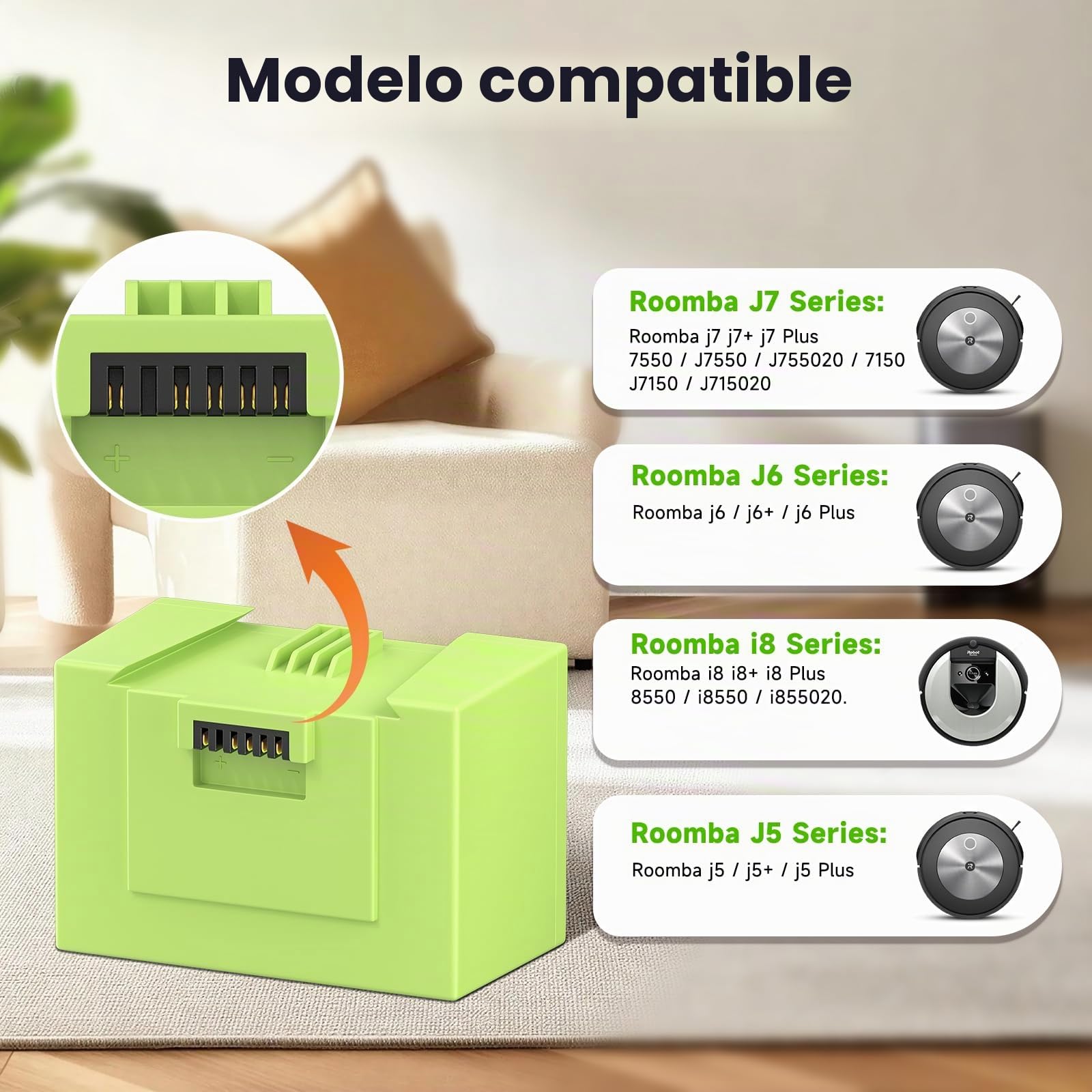 CITYORK ABL-D1/ABL-D2 Li-Ion Batería de Repuesto para iRobot Roomba J7/J7+, J6/J6+, J5+/J5, I8/I8+ Plus J7550, J755020, 7150, J7150, J715020, i8550, i855020 Bateria iRobot Roomba - 14,4V 5000 mAh
