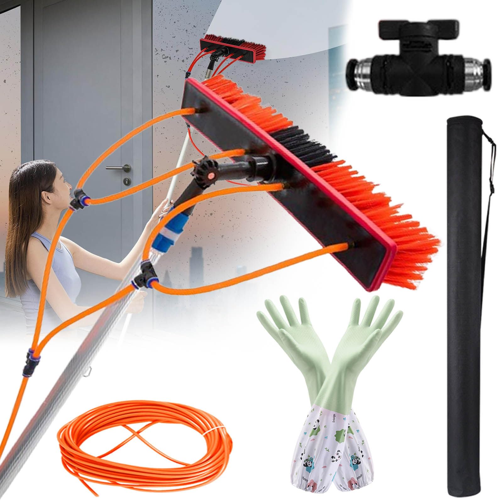 Brosse panneaux solaires rotative 180 avec alimentation eau toit