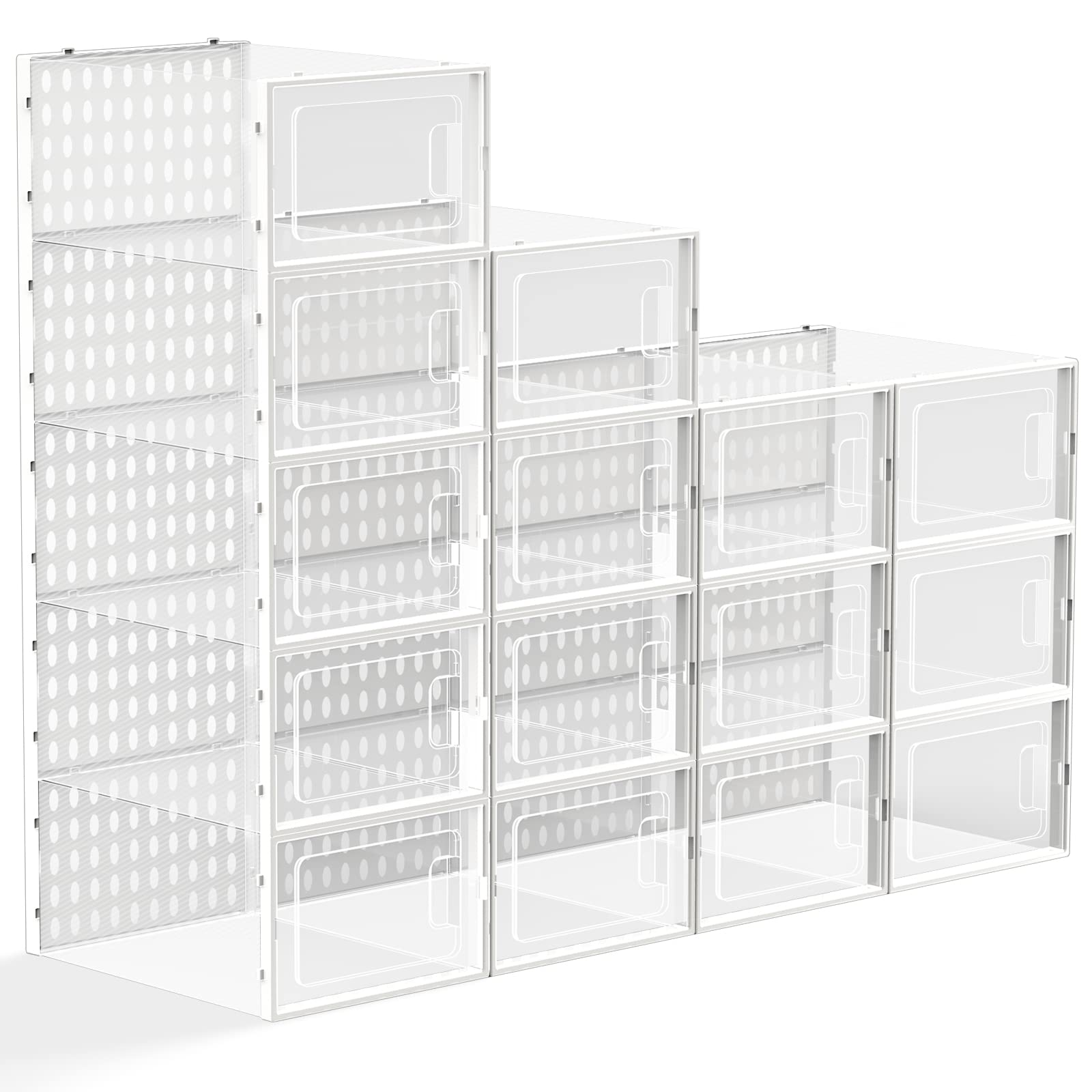 Buy Fixwal 15 Pack Shoe Storage Boxes, Shoe Organizer Box with Lids, Clear Plastic Stackable