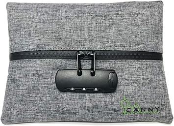 CANNY Mid-Zip Smell Proof Bag Large Odor Eliminating Travel Pouch. Smell Proof Container with Lock Medicine Stash Case with Bamboo Charcoal and Activated Carbon Grey