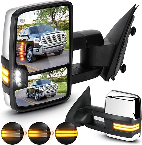 Espejos de remolque cromados para Chevy GMC 2014-2018 Silverado 1500 Sierra 1500 2500 3500 HD, 2015-18 Silverado 2500 3500 HD Power Heated with