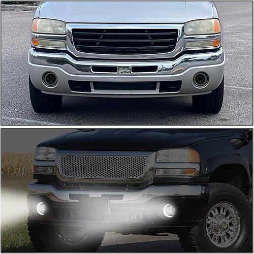 Miniatura 7 de DNA MOTORING FL-ZTL-358-SM - Par de luces antiniebla LED completas compatibles con GMC Sierra 1500 2500 3500 2003-2006, carcasa cromadalente ahumada