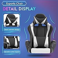 Vista 6 de PayLessHere Silla de escritorio ergonómica estilo carreras para juegos, silla de computadora con apoyabrazos, silla de escritorio de trabajo de PU