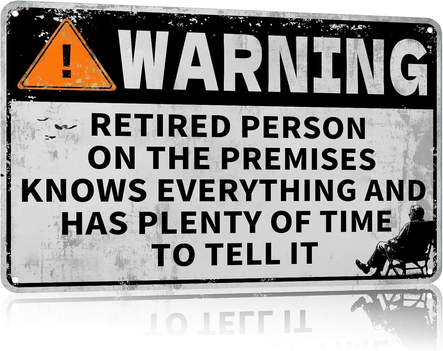 SMAZDFXX Funny Metal Sign Retired in Residence Vintage Wall Decor Rustic Home Patio Man Cave Garage Office Accessories Poster Retirement for Dad Grandpa Coworkers 12"x16"