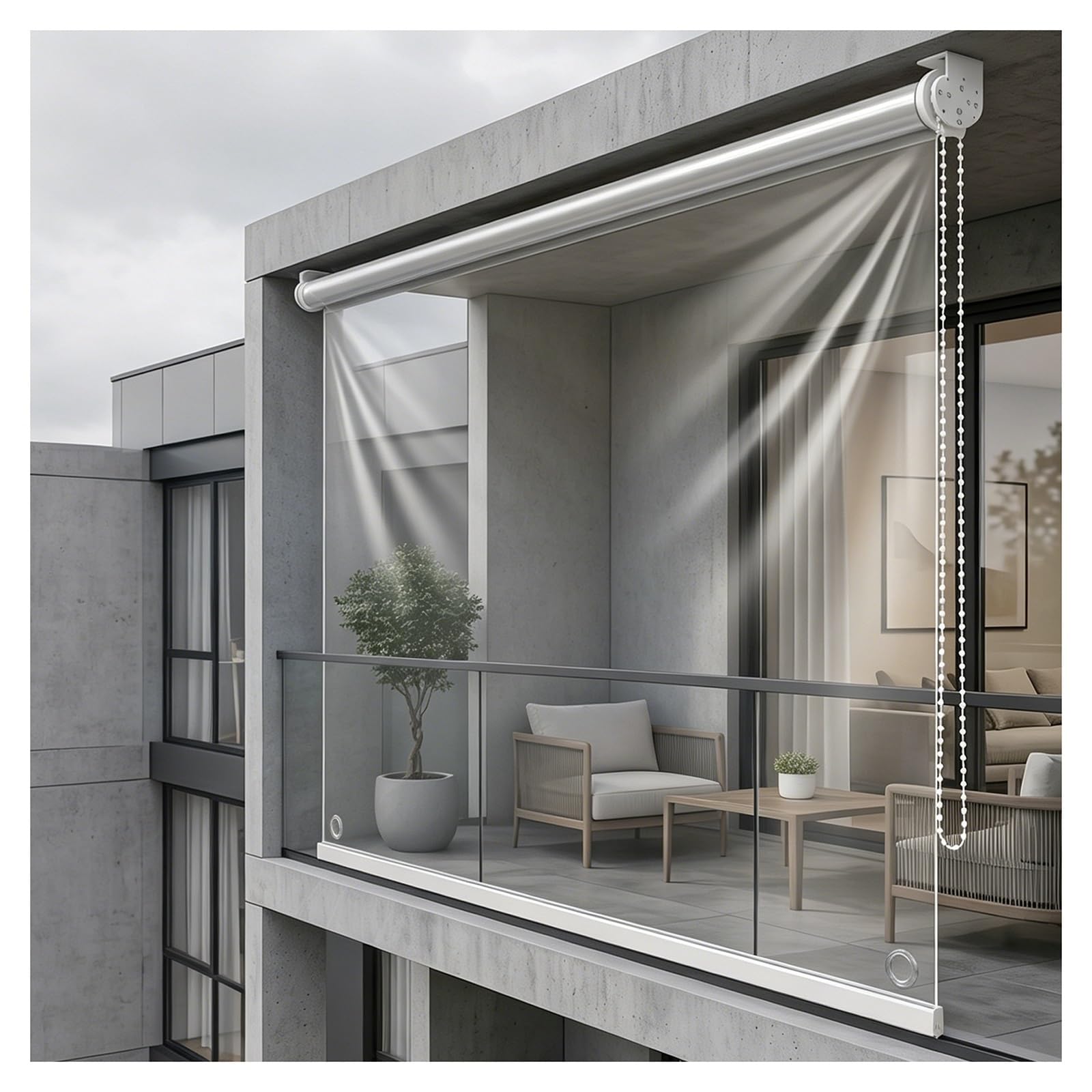 Zxcasdf One Color Clear Waterproof Roller Blinds，Transparent Vinyl Pvc Roller Shades，Rainproof Window Curtains，Outdoor Pergola Roller Shade Blind，Hd Transparent Roll Up Curtain(W100*H160cm/W39.37*H62.9in)