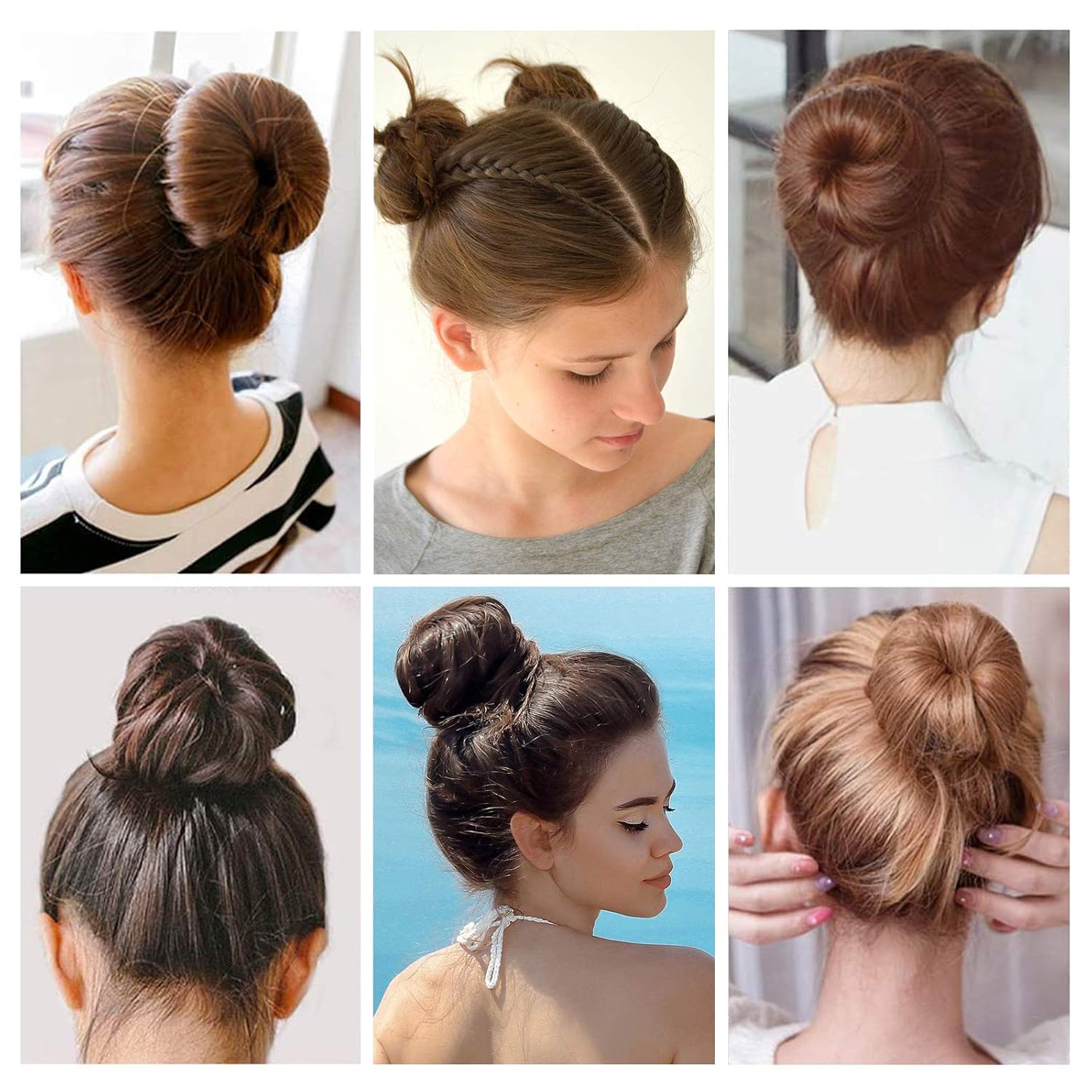 Hair Bun Shaper Set,for Making DIY Hair Styles for Girls or Women 3 Pieces Hair Bun Donut + 2 Pieces Snap Bun Marker + 4 Pieces Ponytail Hair Tool + 10 Pieces Bobby Pins + 2 Pieces Elastic Bands : Beauty & Personal Care