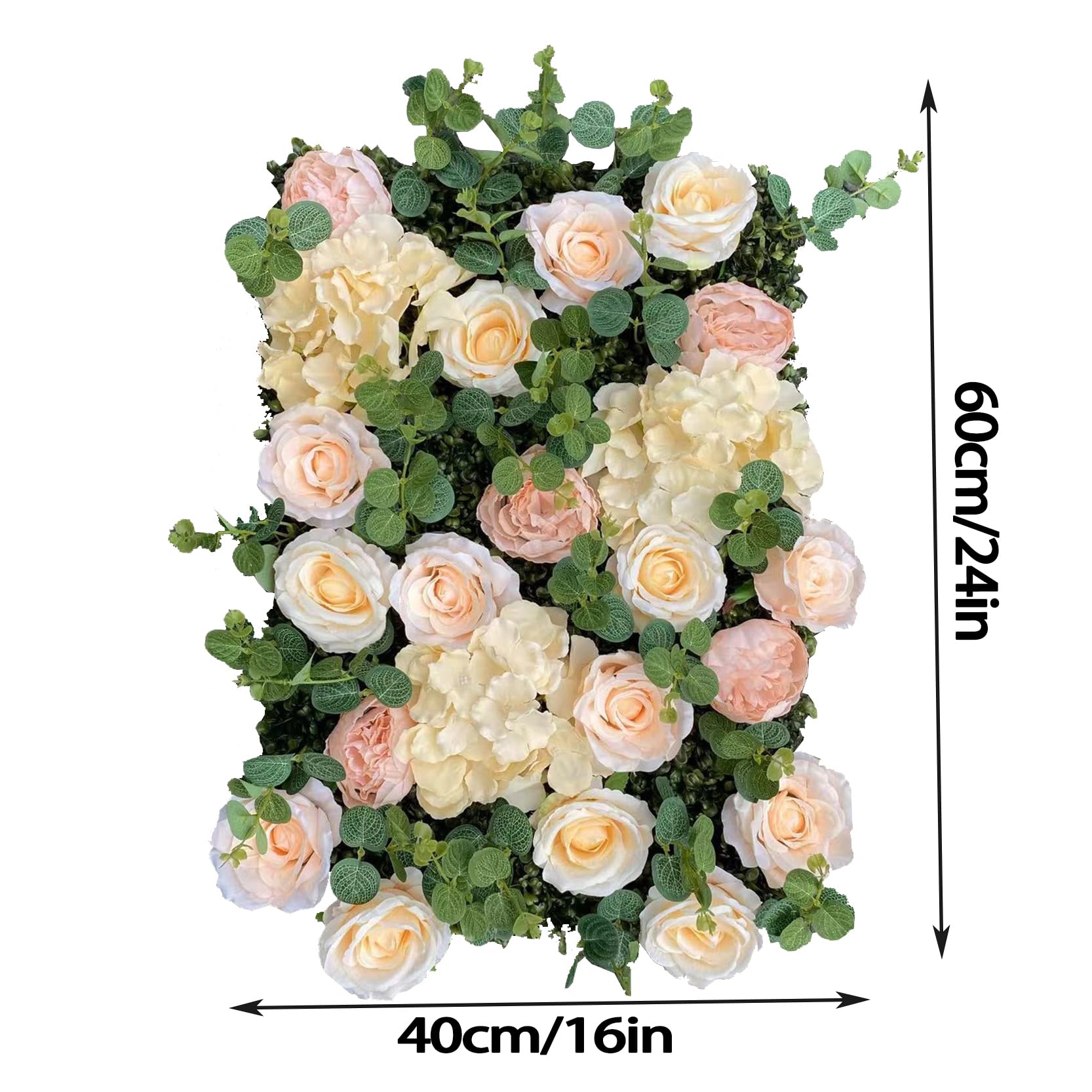 2 Paneles de Pared de Flores Artificiales para Celebraciones Fiestas en Casa y Bodas,Panel de Fondo Floral Artificial con Malla de Soporte,Pared de Rosas de Seda