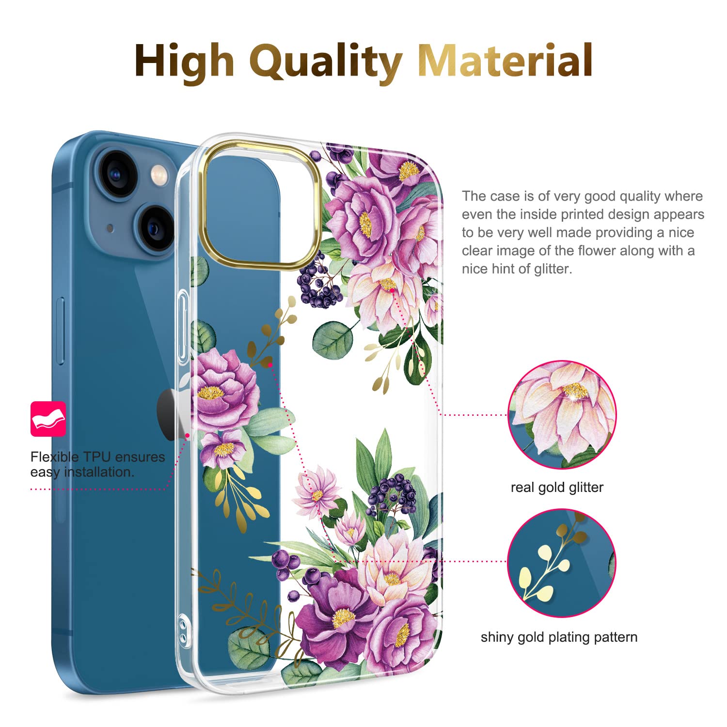 Aazon.co: JAHOLAN Copatible With IPhone 11 Case Gold Glitter Sparkle - View #6