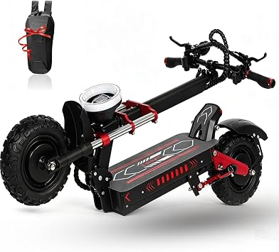 Adult Fast Dual Drive Electric Scooter, Dual Motors 5600 Watts 50 MPH, All Terrain 11 Off-Road Tires w/Hydraulic Brakes Folding, Dual Suspension Seat Electric Scooter for Commuting and Adventure