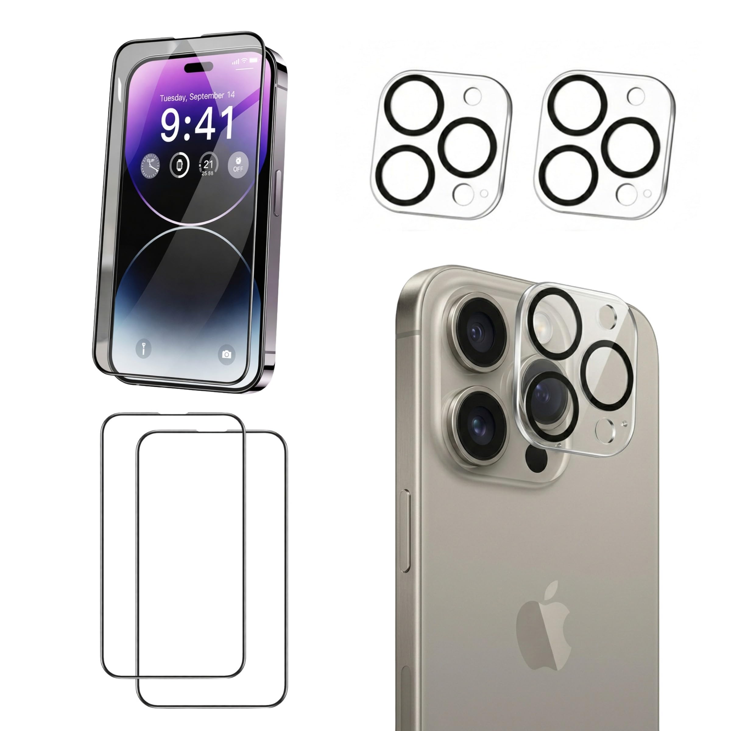 Shatchi 4Pcs Set2 X Privacy Full Coverage Screen Protector2 X Camera Lens Protector For Iphone 15 Pro Max 6.7-Inch from B&Q