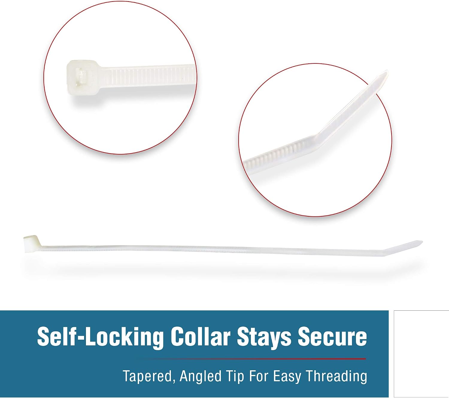 Zip Cable Wire Cord Ties 1000 Piece 8" White Natural 40 lb Heavy Duty PA66 Nylon Plastic