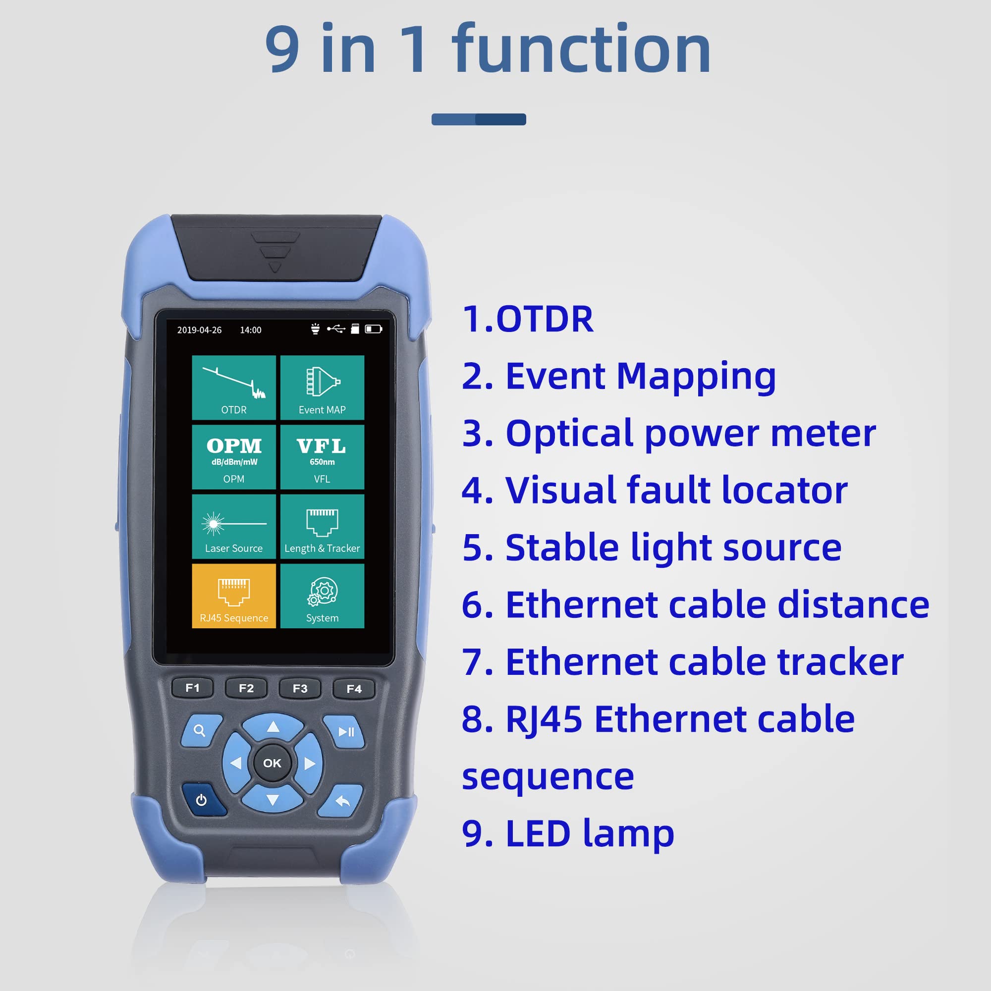Mini-Pro OTDR 1310/1550 Nm – Tester Multifunzione Con OPM/OLS/VFL/RJ45, Range 60km, Display 3,5'' - 2