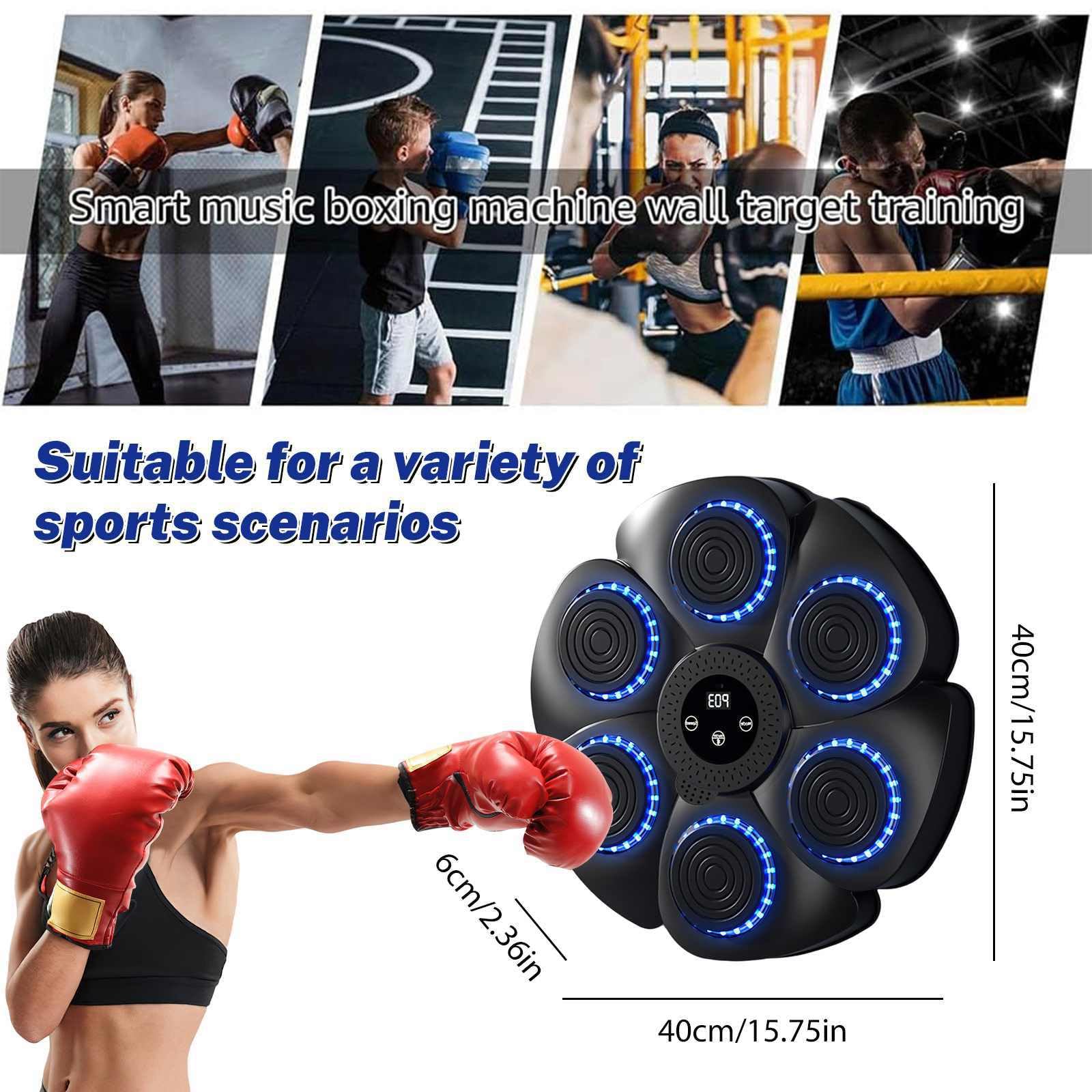 Machine de boxe intelligente Bluetooth avec écran LED, boîte murale, gants de boxe, 9 modes de vitesse et mode comptage