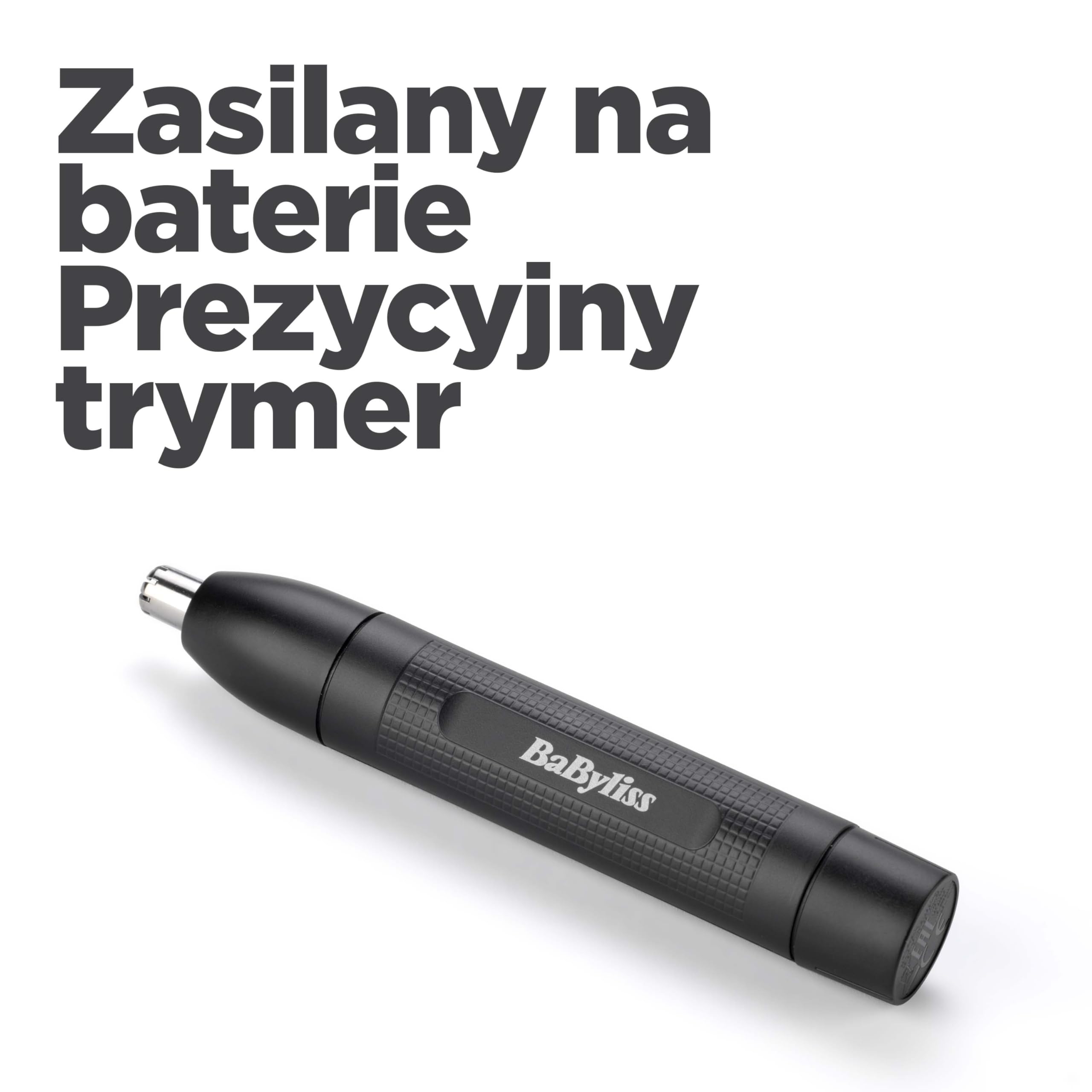 BaByliss Trymer do nosa i uszu - precyzyjny system 2 ostrzy, zasilany bateryjnie, stal nierdzewna, łatwe do czyszczenia zdejmowane nakładki, czarny, E650E