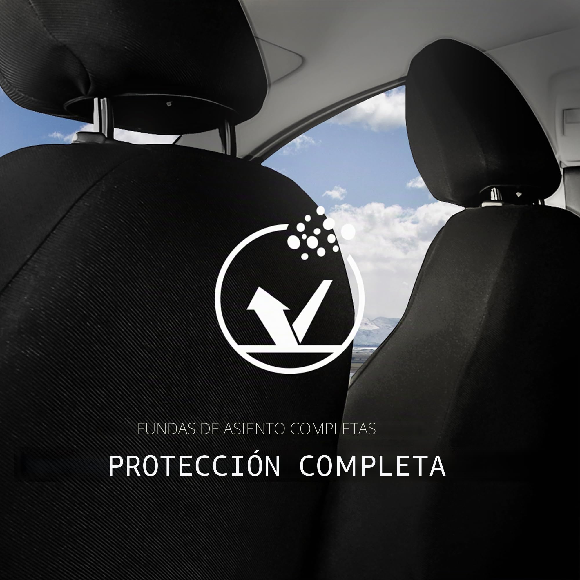MOTOS Fundas universales para Asientos de Coche para Ford Transit Funda Asiento Coche Delantero con Sistema de Airbag Activo, Ajuste, Material de Tres Capas, Aspecto Elegante, Aplicación Vers