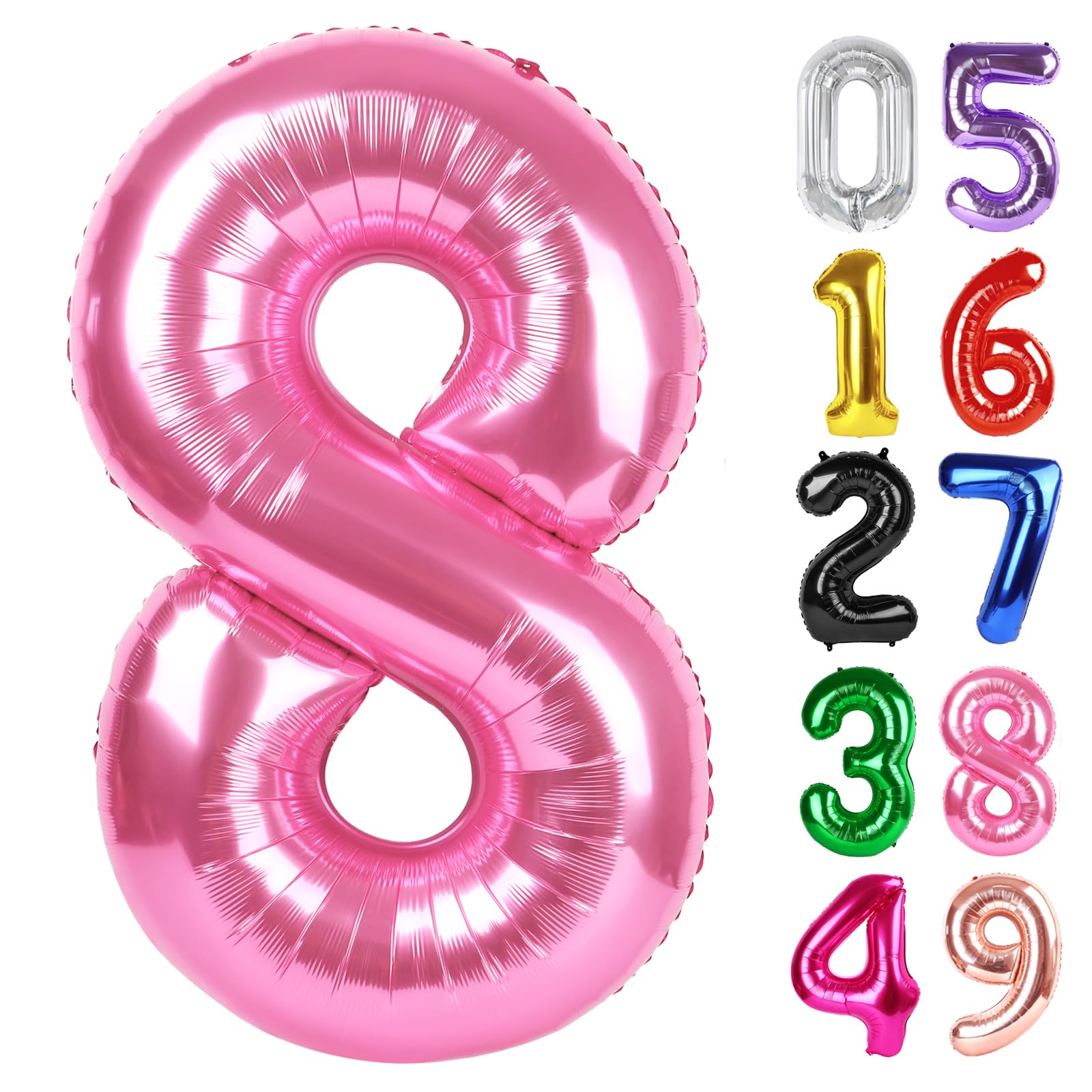 Pink Number 8 Balloon 40 Inch, 8th Birthday Party Decorations Men Women