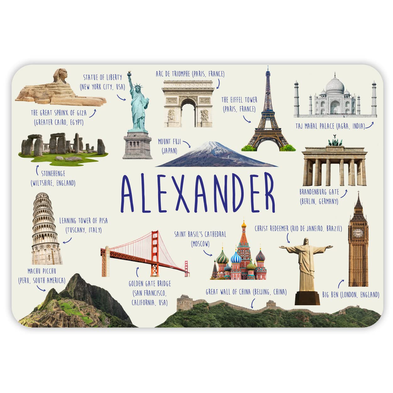 Paper Themes Personalised Placemat for Kids (World Landmarks)
