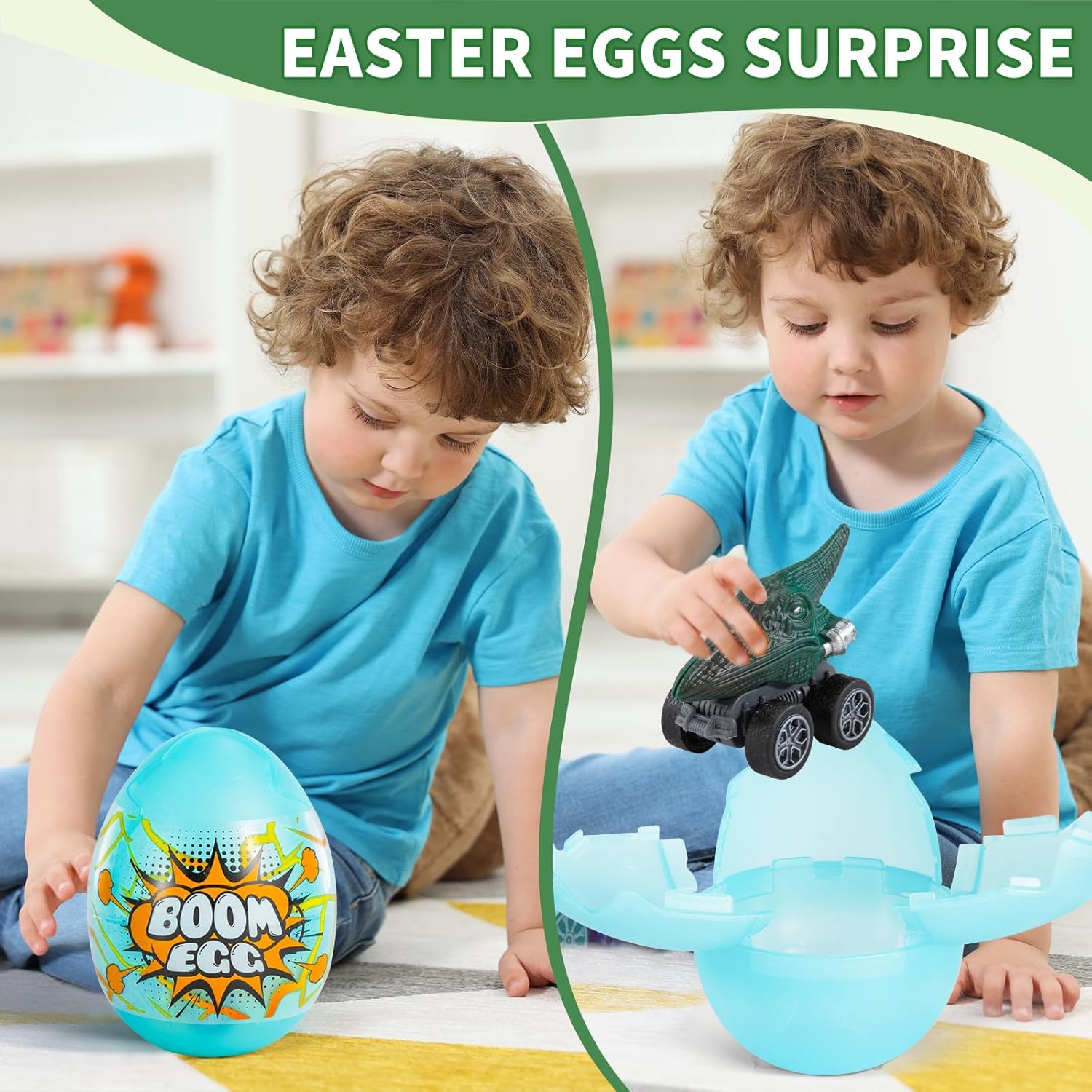 Beby Buty Easter 6 Pack Pull-Back Monster Cars in Luminous Eggs for Toddlers Kids, Fun Gift Toys for Boys and Girls 3-7 Years, Perfect for Easter Eggs Hunt, Birthday Party