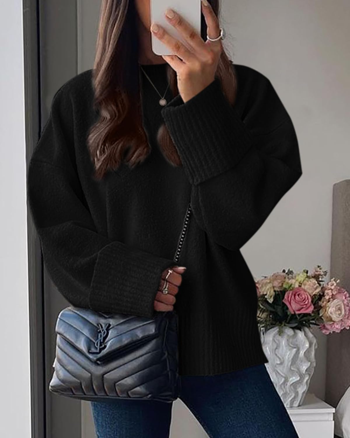 PRETTYGARDEN Women's Fall Oversized Sweaters Casual Crewneck Pullover Long Sleeve Fuzzy Chunky Knit Tops Blouse - Image 8