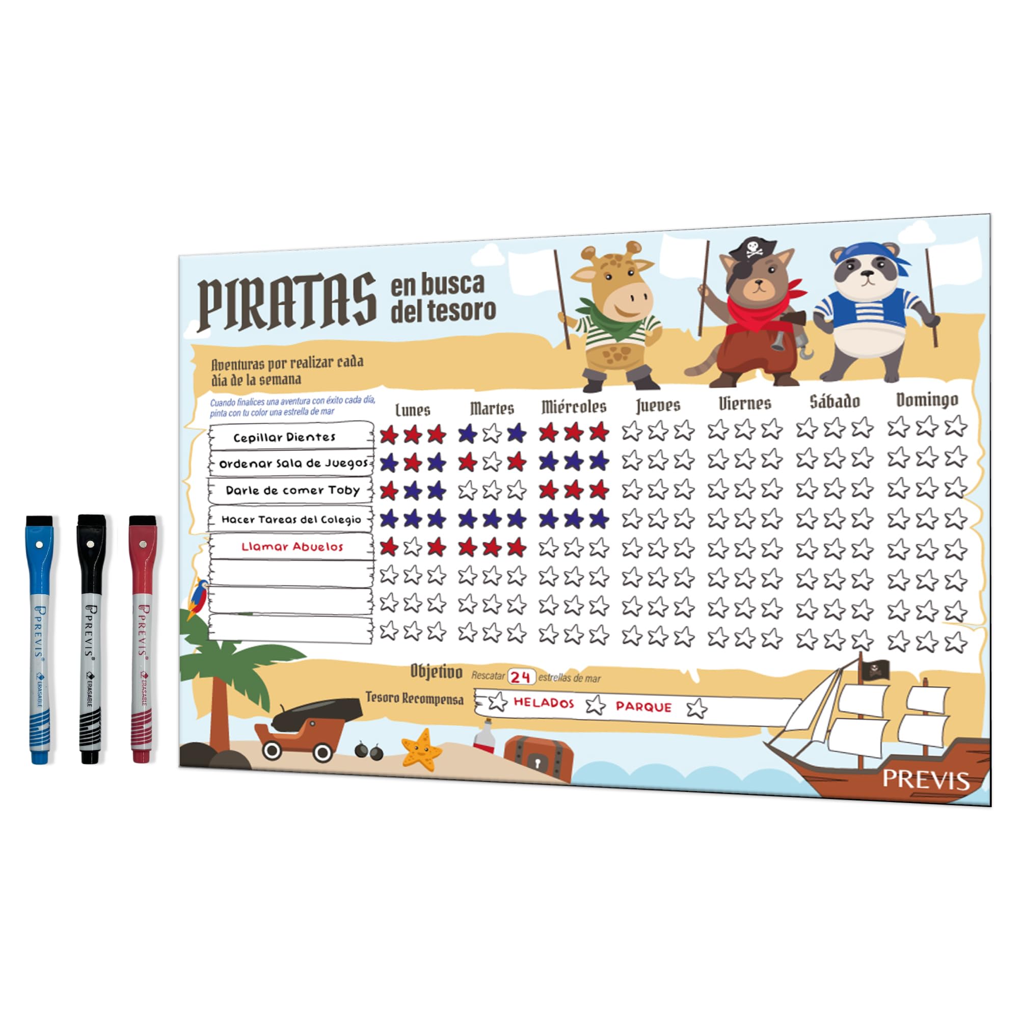 Reward Board for Children in Spanish A4 21 x 30 cm, Magnetic Board, Encourages Good Behavior of Children
