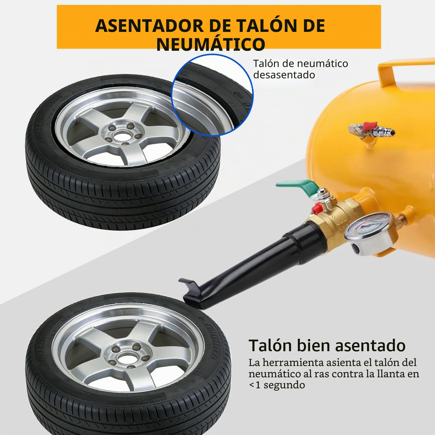 FreeTec 20L neumático inflador de neumáticos Refuerzo de Choque Relleno de Aire Refuerzo de cañón de Aire Ayuda de llenado