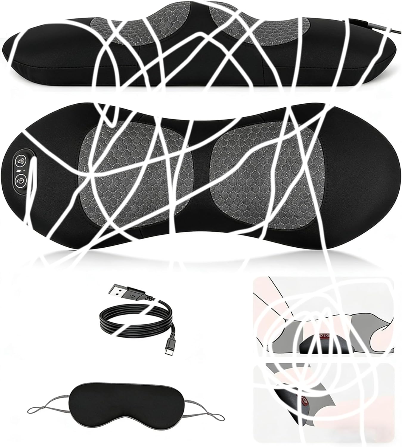 with Heat, Vibration, Traction,Spine Massager Adjustable Height for Bed and Chair for Relief Deep Tissue