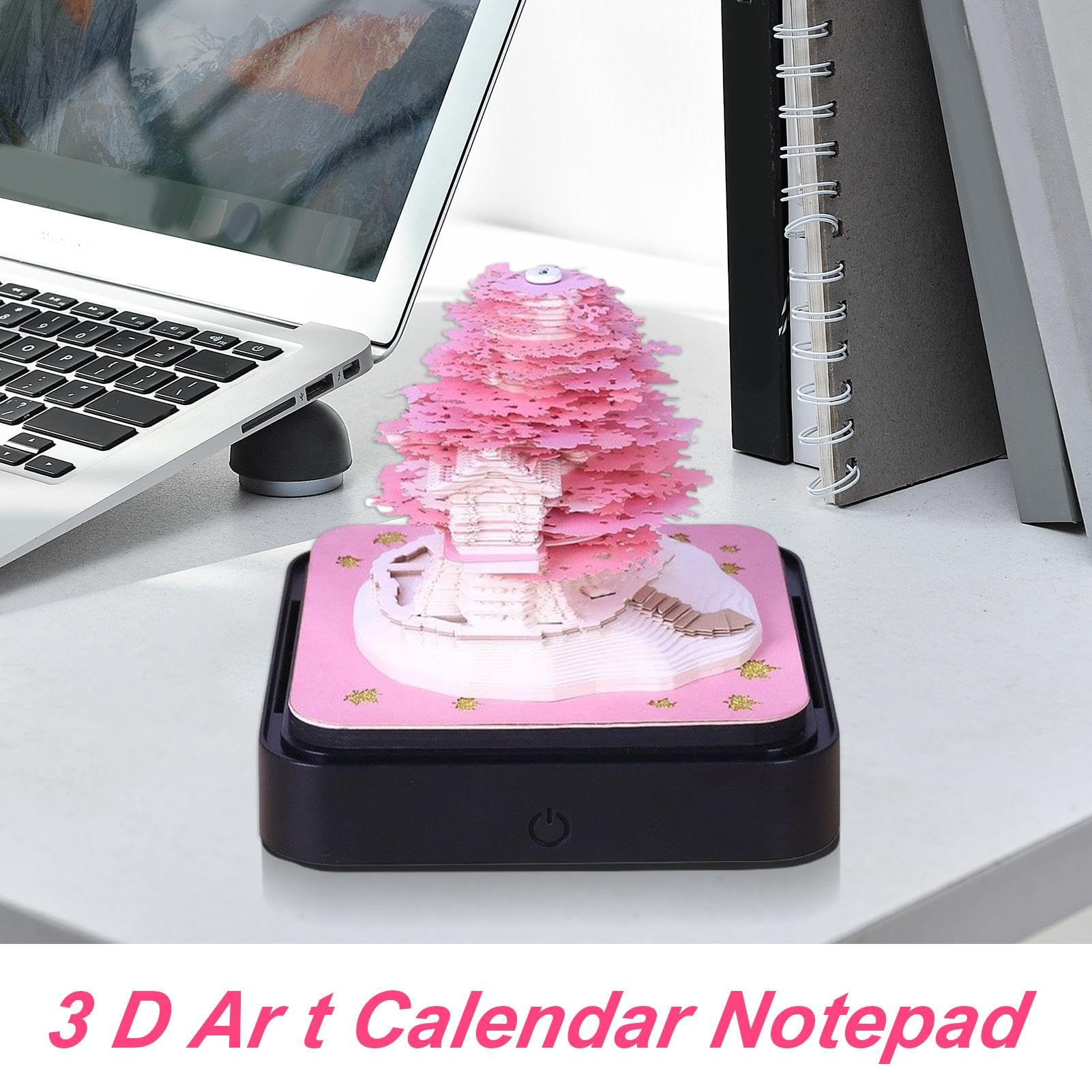 Papierschnitzkalender: 10,5 cm Notizblock für Schreibtisch, Zuhause, Büro, mit künstlerischer Schnitzpapierfunktion, niedlicher Notizblock für Studium, Wohnzimmer, Ma
