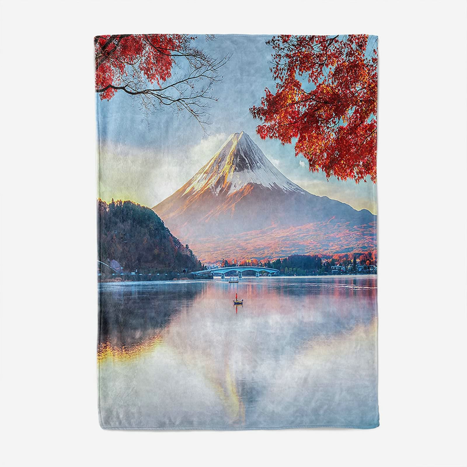 Aeici Couverture Polaire, Couverture en Flanelle Couverture 150x200 cm Montagnes Enneigées Lacs Couverture Canapé Cadeau pour Adultes et Enfants