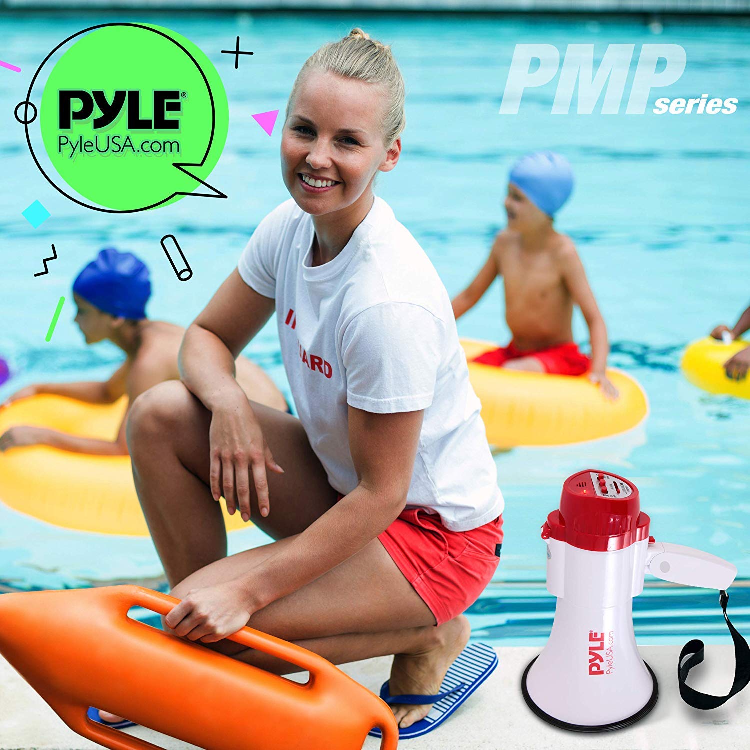Pyle PMP35R MEGÁFONO Rojo 30 Watt MAX Sirena ES GRABACIÓN Vocal hasta A 10 Segundos OÍBLES hasta A 750 Metros Ultras Ligeros Correa DE Transporte A BATERÍAS Funciona