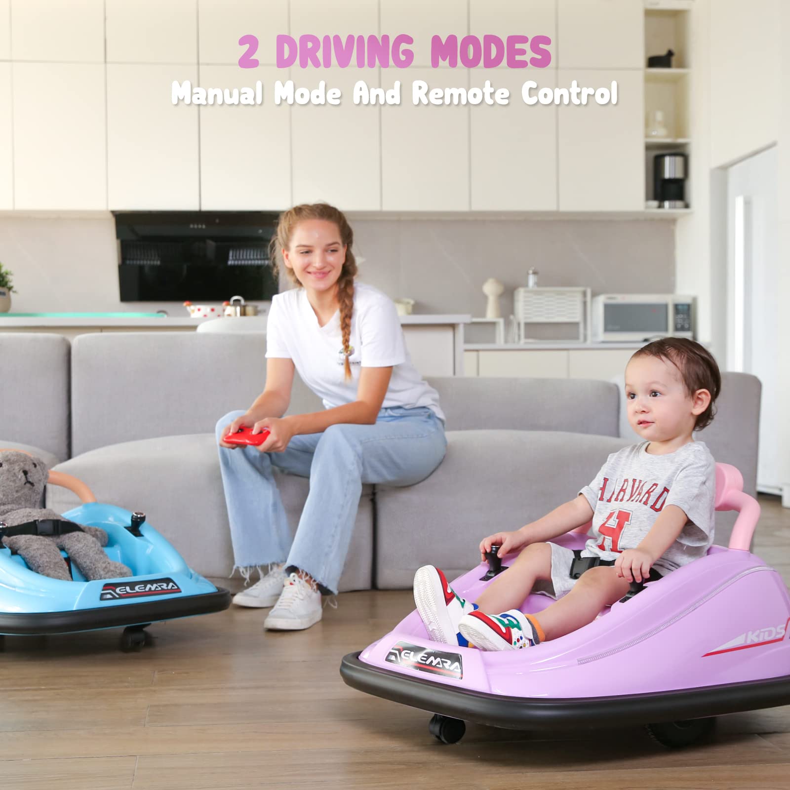 ELEMARA Bumper Car for Toddlers, 12V Electric Ride On Car Baby Bumper